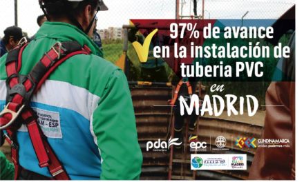 97% de avance en la instalación de tubería PVC en la zona norte del municipio de Madrid.